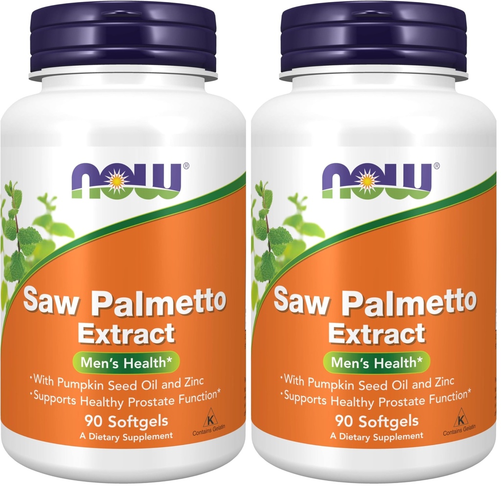 NOW Foods Supplements, Saw Palmetto Extract with Pumpkin Seed Oil and Zinc, Men's Health*, 90 Softgels, (Pack of 2)