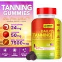 Tanning Gummies for Women Men - Sunless Glow Tanning Supplement with Astaxanthin, Beta Carotene, Lycopene, Zinc & Vitamins C D E, Sunless Tan Booster, Skin Hydration & Glow (Purple)