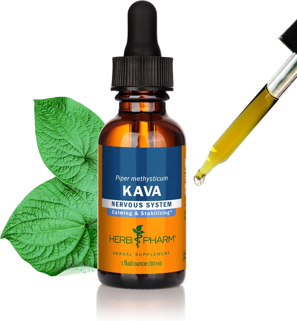 Herb Pharm Organic Kava Root Extract for Stress Relief & Relaxation *: Vegan Kava Extract, Non- GMO Kava Tincture for Calm & Relaxed Mood, Gluten- Free, 1 Oz