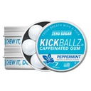 KickBallz Peppermint Caffeine Energy Gum | 110mg Fast-Absorbing Caffeine for Energy & Focus | Sugar-Free, Keto, Fresh Breath Support | Coffee Alternative Chew | 3 Pocket Tins, 21 Pieces Total