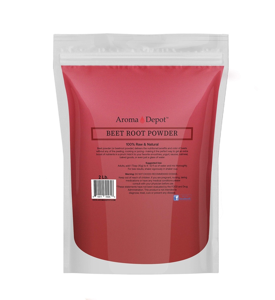 Beet Root Powder 2 lb. by Aroma Depot Raw & Non-GMO I Vegan & Gluten Free I Nitric Oxide Booster I Boost Stamina and Increases Energy I Immune System Booster I 100% Natural