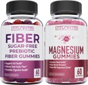 Atlantis Nutrition Sugar Free Prebiotic Fiber Gummies for Adults 2-Pack (120 Gummies) + Magnesium Gummies - 770 MG Magnesium Citrate 60 Gummies