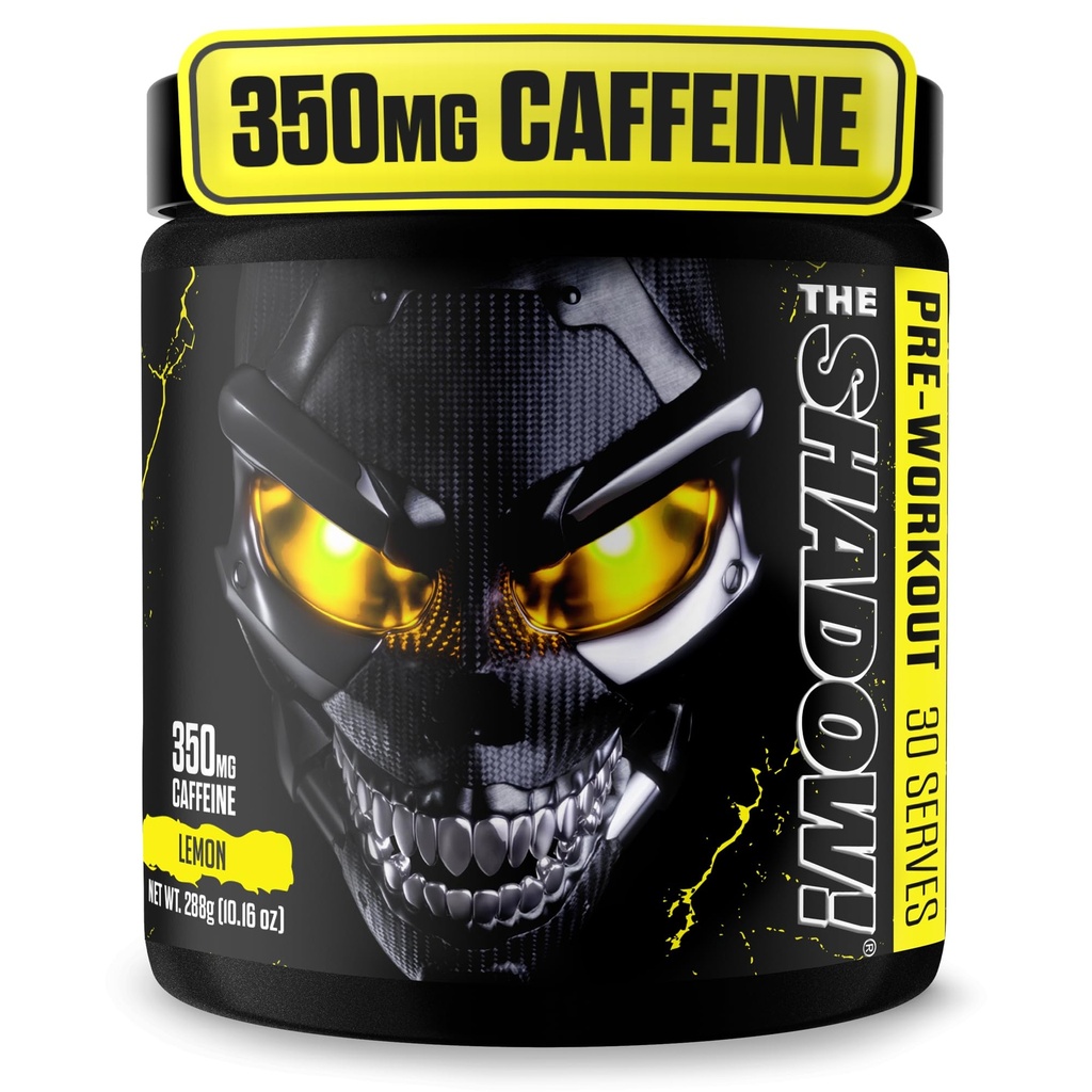 JNX SPORTS The Shadow! High Stim Preworkout | 350mg of Caffeine | Lemon 30 Servings | Electric Energy, Mental Focus & Superhuman Strength for Men & Women