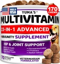Dog Vitamins and Supplements - 170 Treats - Dog Multivitamin Chewable with Glucosamine - Senior & Puppy Multivitamin for Dogs - Hip & Joint Support - Immune Health, Skin, Heart, Digestion, Probiotics