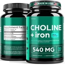 Thinbi Choline Prenatal Supplement with Iron – Prenatal Vitamins for Women – Pregnancy Brain, Memory & Cognitive Support – Ferrous Fumarate, Vegan – 30 Servings