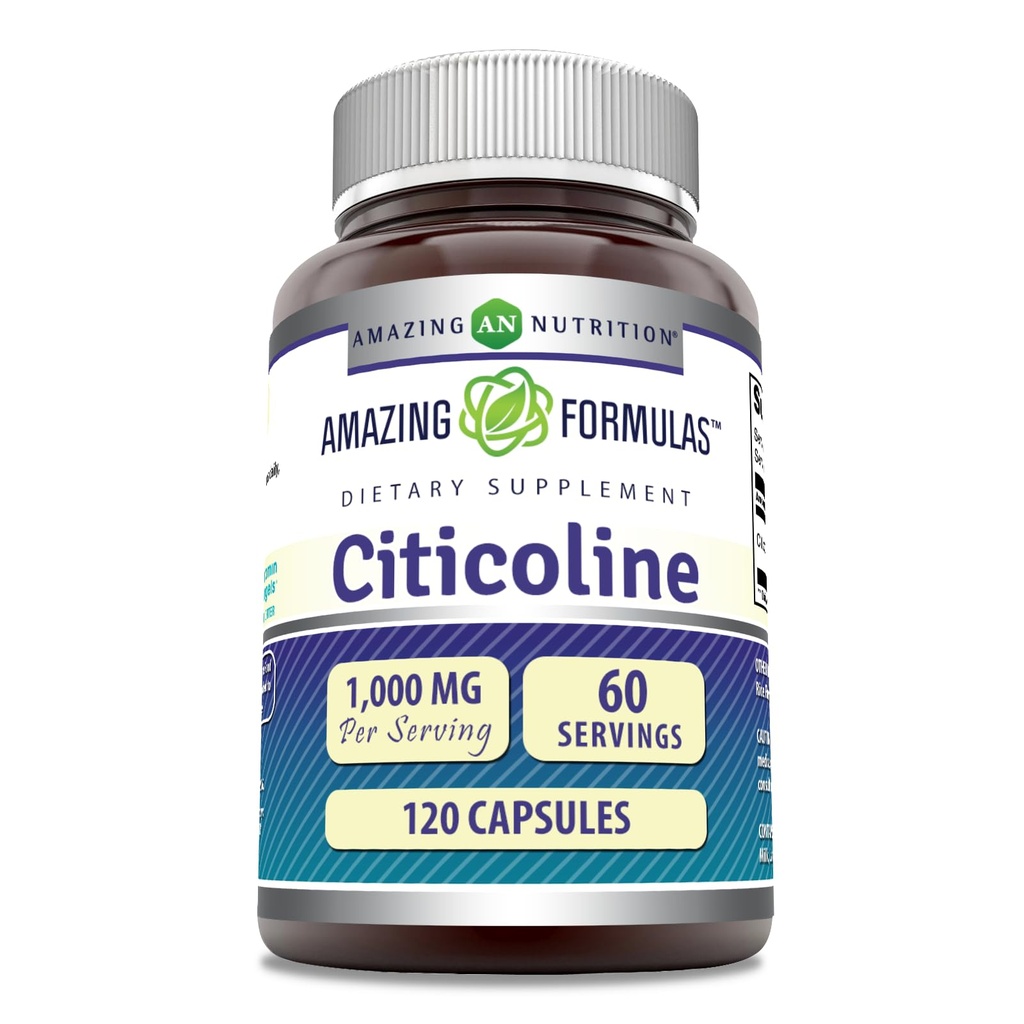 Amazing Formulas Citicoline Supplement | 1000 Mg per Serving | 120 Capsules | Non-GMO | Gluten-Free | Made in USA