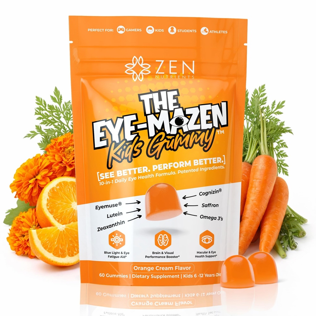 The Eye-Mazen Kids Gummy Eye Vitamins for Vision and Eye Health - Lutein and Zeaxanthin Supplements for Eyes with Omega 3 & Vitamin A - Eye Supplements for Kids