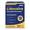 Sumifun 4% Lidocaine Patches Maximum Strength- Pain Relieving Gel Patch for Back, Shoulder, Muscle, Knee Pain Relief,Neck & Joint Pains-Numbs Away Pain, Apply for Up to 8 Hours (Large, Count, 32)