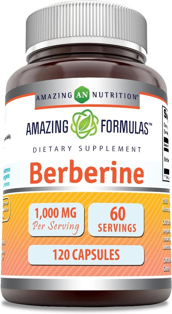 Fórmulas surpreendentes Berberine 1000mg Por Servindo 120 cápsulas Suplemento
