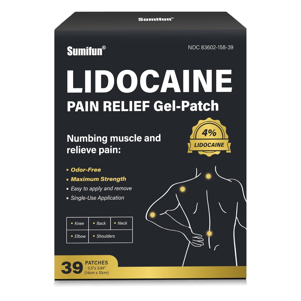 Sumifun 4% Lidocaine Patches,Maximum Strength Pain Relieving Patch Back, Shoulder, Joints, Knee Pain Relief and Muscle Soreness - 8 Hour Pain Relief (31)