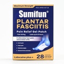 Sumifun Plantar Fasciitis Relief Patches 4% Lidocaine Maximum Strength Pain Patches for Foot Pain, Targeted Relief for Heel & Arch Pain, 8-Hour Comfort, Small 2.52"x4.02" Patch (Small, Count, 28)