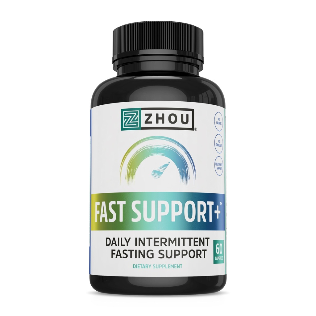 ZHOU Fast Support - Fasting Electrolytes No Sugar, Fasting Salts Supplement for Intermittent Fasting for Women & Men with Magnesium, Sodium Chloride & Potassium - 60 Veggie Capsules
