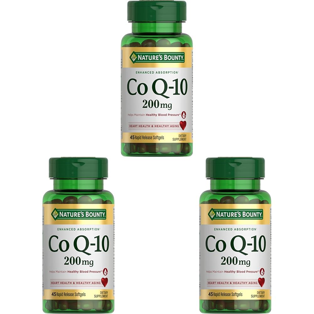 Nature's Bounty CoQ10, Heart Health and Healthy Aging, Dietary Supplement, 200mg, 45 Rapid Release Softgels (Pack of 3)