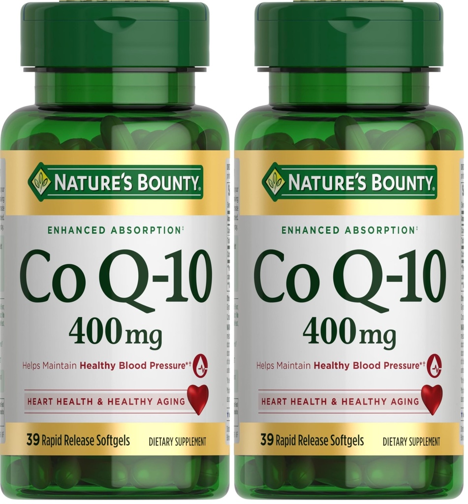 Nature's Bounty Co Q-10 400mg, 39 Rapid Release Softgels (Pack of 2)