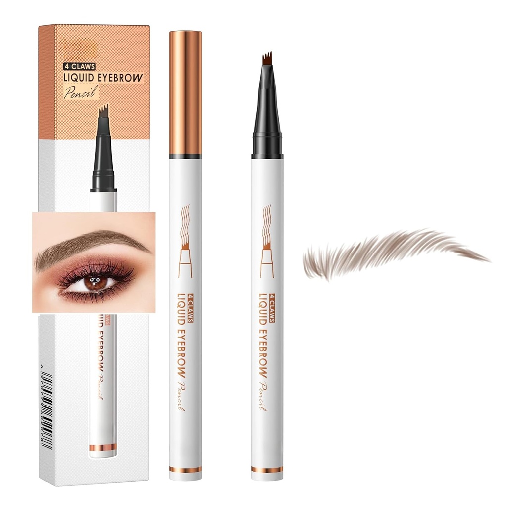 Q707 4 Tipped Precise Brow Pen – Dolgotrajni vodoodporni svinčnik za oči za naravne, opredeljene brvi – enostaven za uporabo, Primeren za vse ravni spretnosti (2#Temna kava)