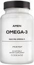 Amen Omega-3 Supplement - 1500mg High-Potency Daily Omega 3 - EPA and DHA Fatty Acids Fish Oil - 45-Day Supply - Fatty Acid Supplements - Fish Oil Pills - Non-GMO - 90 Soft Gels Capsules