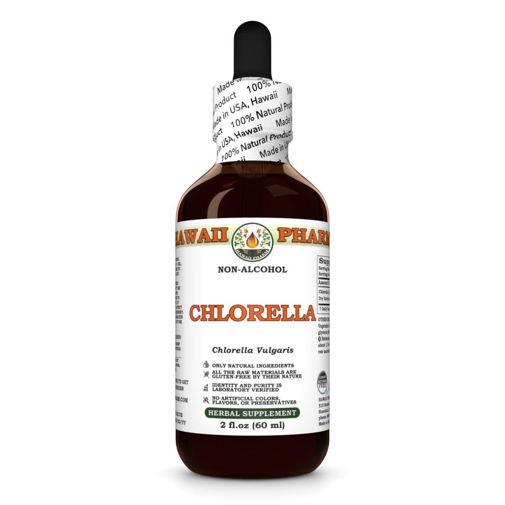Chlorella (Chlorella Vulgaris) Dry Entire Plant Glycerite, Made in Hawaii, All Natural, Vegan, Lab Tested Alcohol-Free Liquid Extract - 2 fl.oz