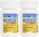 HealthA2Z® Allergy Relief | Levocetirizine Dihydrochloride 5mg | 24 Hours | Antihistamine | Relief from Sneezing, Runny Nose, Itchy Nose and Eyes (60 Counts) (Pack of 2)