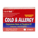HealthA2Z Cold & Allergy Relief, Chlorpheniramine Maleate & Phenylephrine HCL, Dye Free, 24 Tablets x 3pack (72 Tablets)