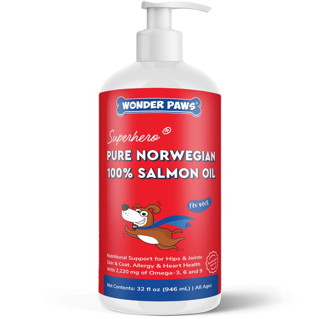 Premium Salmon Oil for Dogs – Pure Norwegian Salmon Oil High in Omega 3 EPA & DHA -Powerful Fish Oil for Dogs Skin & Coat, Hip & Joints, Allergies & Itchy Skin – Omega 3 Fish Oil for Dogs-32oz Liquid