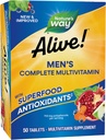 Müasir yolu Alive! Men's Complete Multivitamin, Supports Energy Metabolism & Muscle Function *, B-Vitamins, Gluten-Free, 50 Tablets