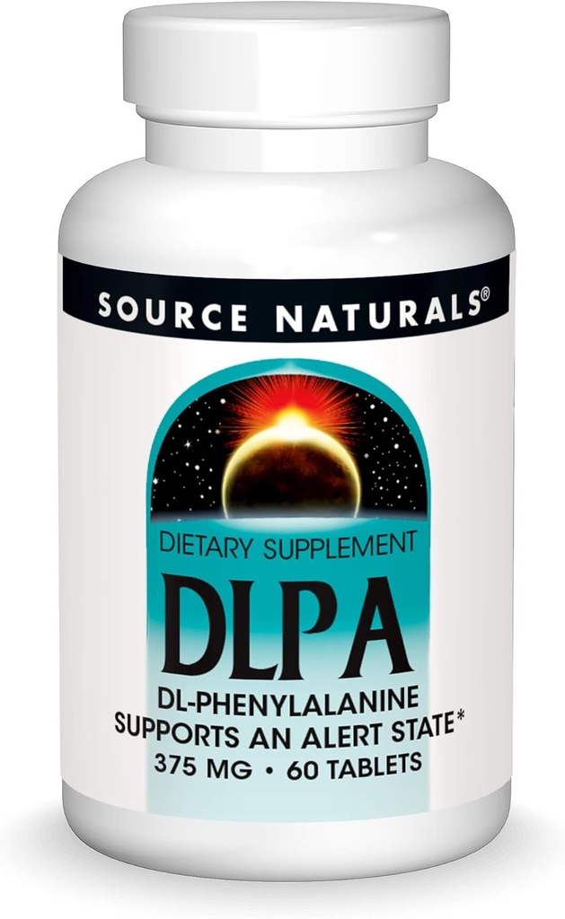 Källa Naturals DLPA DL-Phenylalanin 375 mg Tillägg som stöder en varningsstat - 60 tabletter
