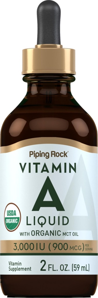 Piping Rock Vitamin A Liquid Drops | 2 fl oz | with Organic MCT Oil | Non-GMO, Gluten Free Supplement