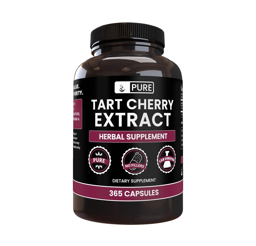 PURE ORIGINAL INGREDIENTS Tart Cherry Extract (365 Capsules) No Magnesium Or Rice Fillers, Always Pure, Lab Verified