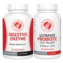 Silver Fern Brand Gut Health Tune Up Kit - Multi Function Ultimate Probiotic (1 Bottle - 60 Capsules) & Digestive Enzyme (1 Bottle = 90 Capsules) Helps Digestive Health, Mood, Reduce Cravings
