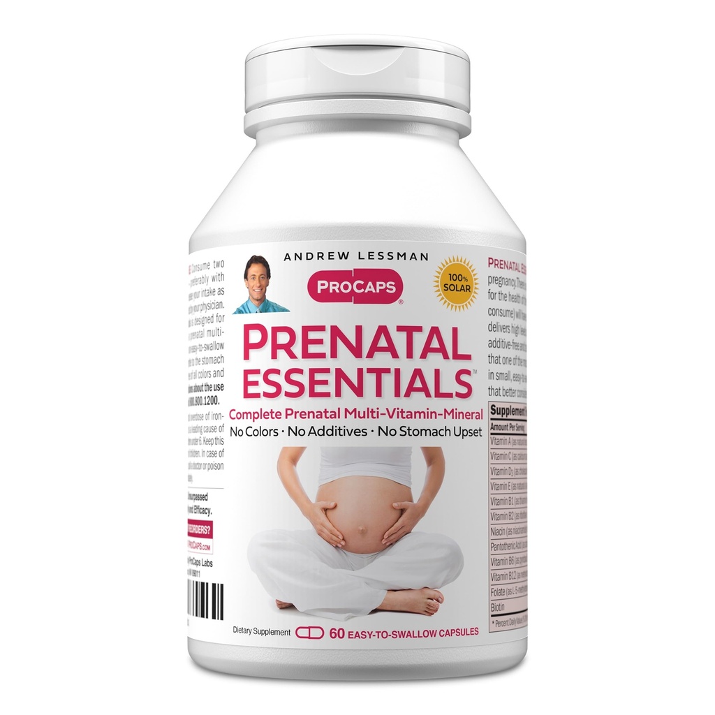 ANDREW LESSMAN Prenatal Essentials 60 Capsules - Complete Prenatal Vitamins for Women, No Additives, Nutrients for Womens Pregnancy, Postnatal-Folate Prenatal with Iron