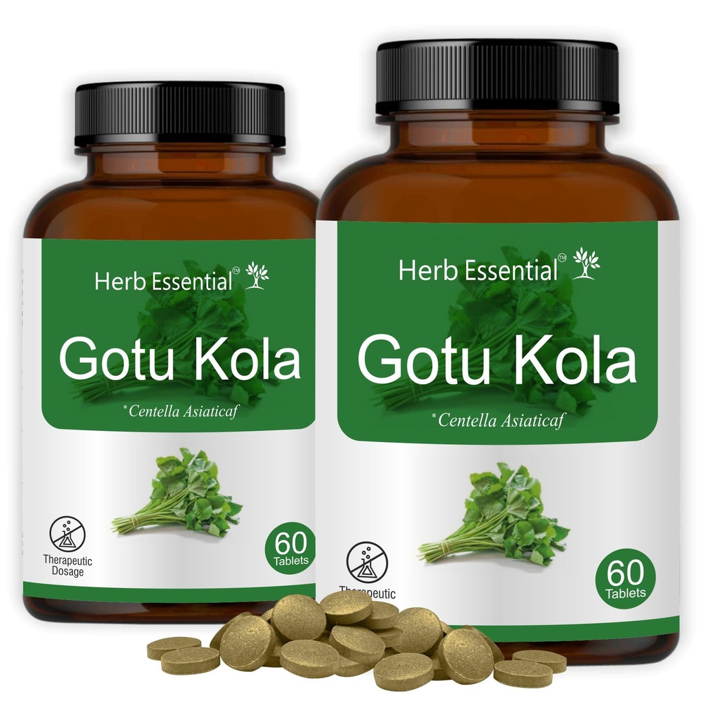 Herb Essential Gotukola Indian Pennywort Centella 500Mg Tablet - 60 Count (Pack of 2)