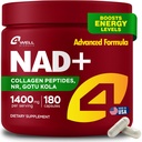 Gotu Kola and NAD Plus Supplement 1400mg - NMNH Supplement Alternative Supports Healthy Aging Complex with Nicotinamide Riboside & Gotu Kola, Collagen - Formula for Energy, Skin & Cognitive, 180 Caps