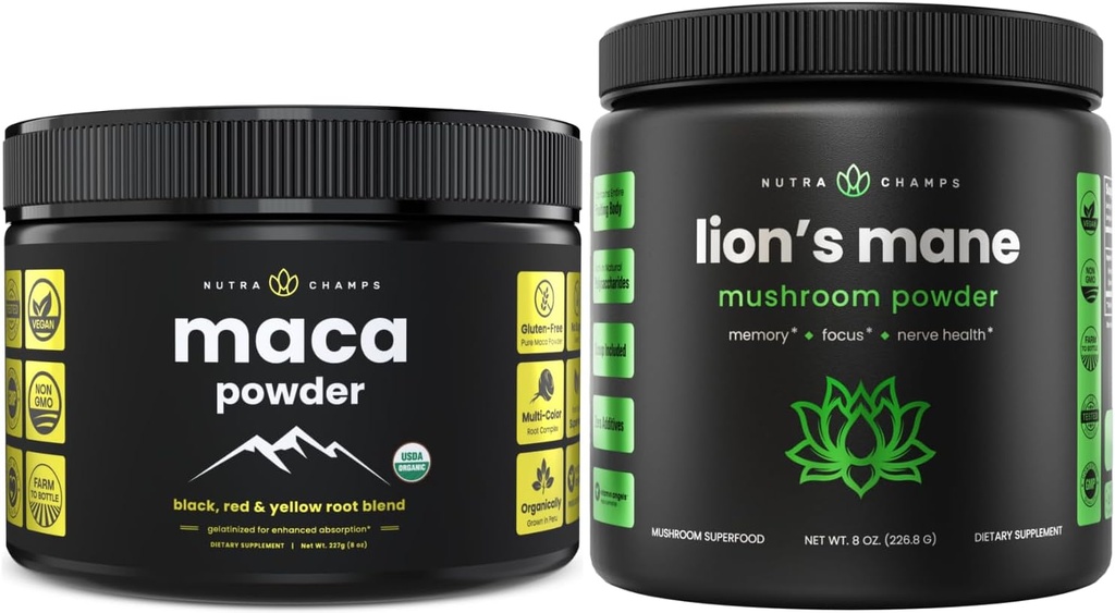 NutraChamps Organic Maca & Organic Lion 's sörénypor