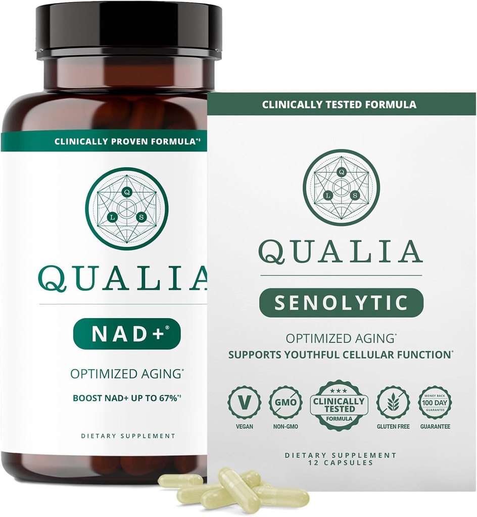 Qualia Life Sciences Bundle Qualia NAD+ & Qualia Senolytic, Clinically Tested Supplement, Can Boost NAD+, Aging תוסף