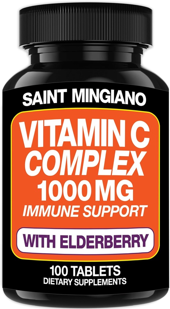 Vitamina C 1000mmg amb Elderberry suplementari - Doble The Standar Dosage amb 14 ingredients de fórmula específiques - 100 Capsule / 3 mesos d' import dory