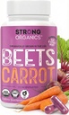 Organic Beet Root & Carrot Juice Powder Capsules – USA Grown, Raw Cold Pressed – Nitric Oxide, Eye Health, Skin & Heart Support – Beta Carotene, Whole Food Vitamin A – Vegan, Non-GMO, Kosher – 120 ct