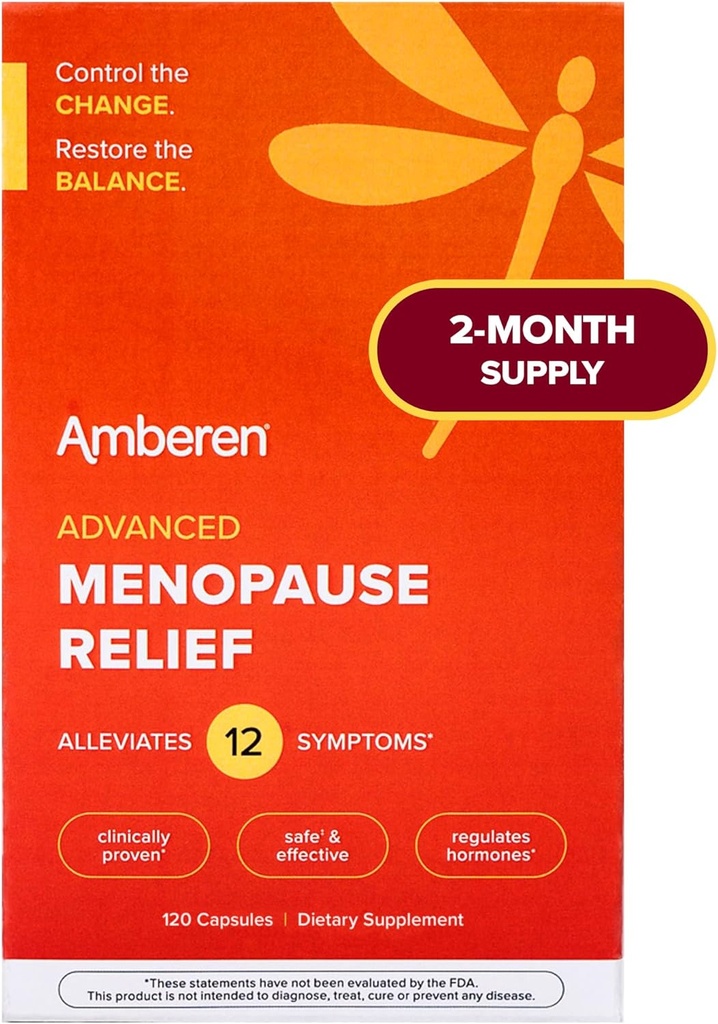 Amberen Menopause 妇女增刊,120 Capsules,临床证明,帮助支持Hormone平衡,帮助Relieve 12 Menopause 症状:热闪光,夜汗,Mood Swings和更多