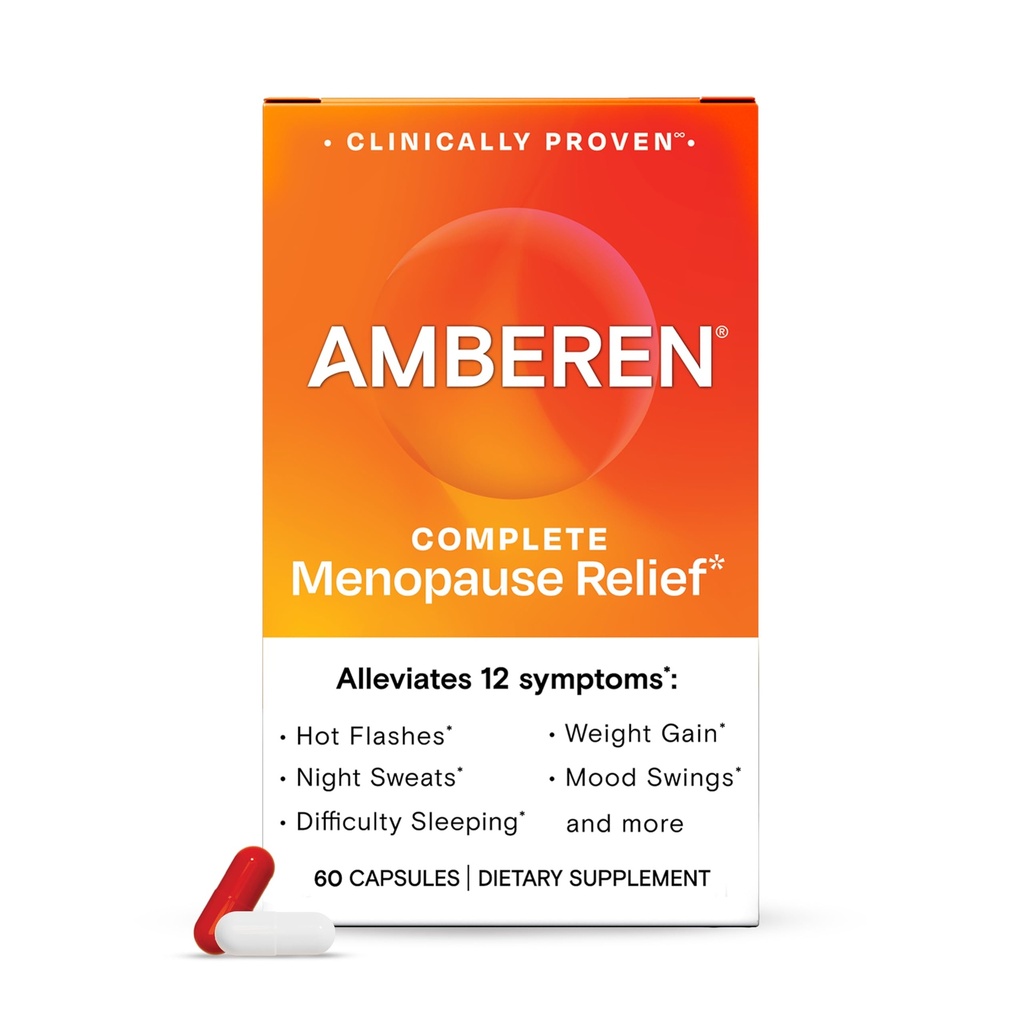 Amberen Menopause Supplement for Women, 120 Capsules, Clinically Proven, Helps Support Hormone Balance, Helps Relieve 12 Menopause Symptoms: Hot Flashes, Night Sweats, Mood Swings and More