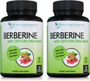 Berberine med Ceylon Cinnamon - 1200mg Berberine & 100mg organisk Ceylon Cinnamon - 120 Veggie Capsules, Sunn Immune System Cardiovaskulær hjerte og gastrointestinal velvære (Pack of 2)