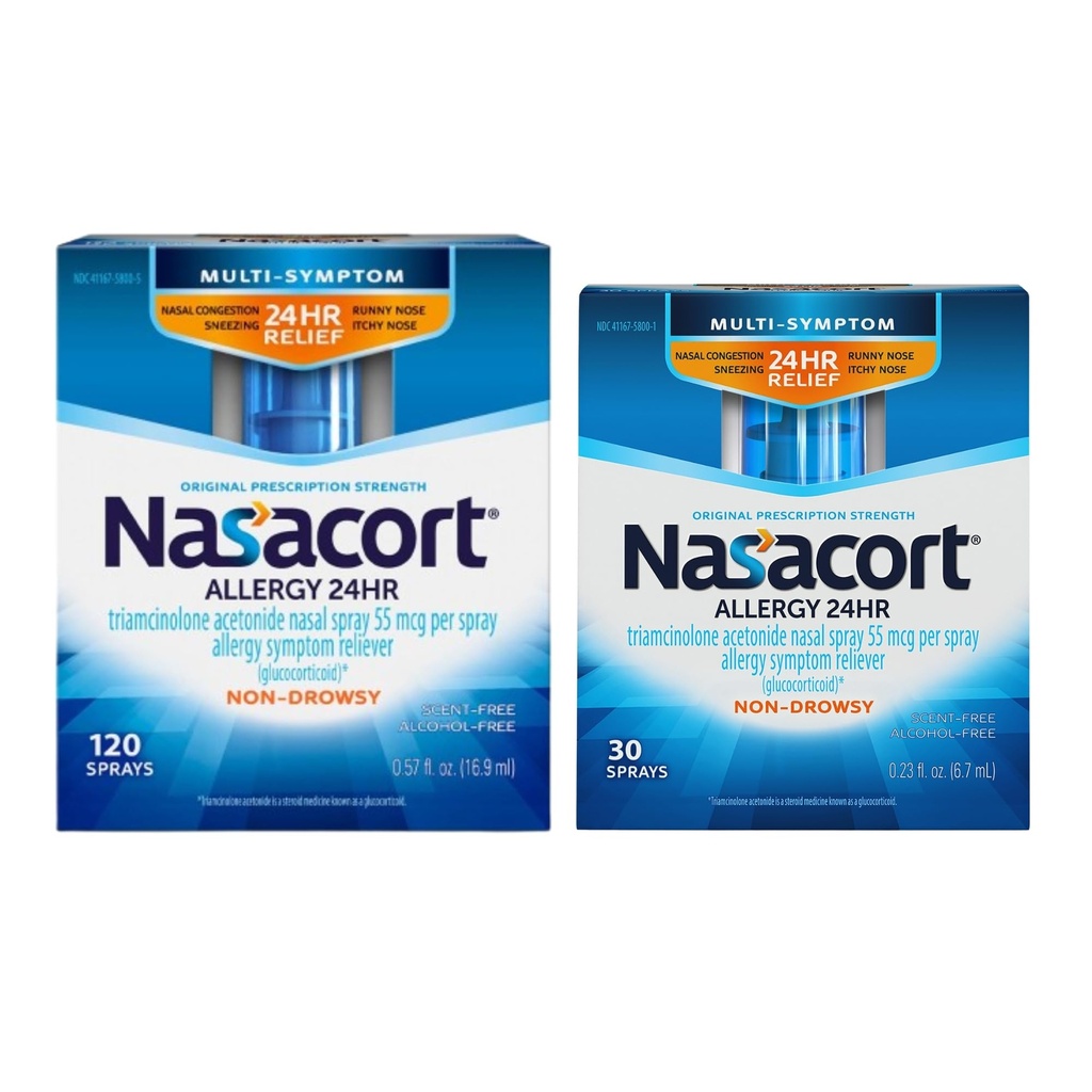 Nasacort 24HR Allergy Nasal Spray for Adults, Non-drowsy & Alcohol Free, 150 Spray Pack
