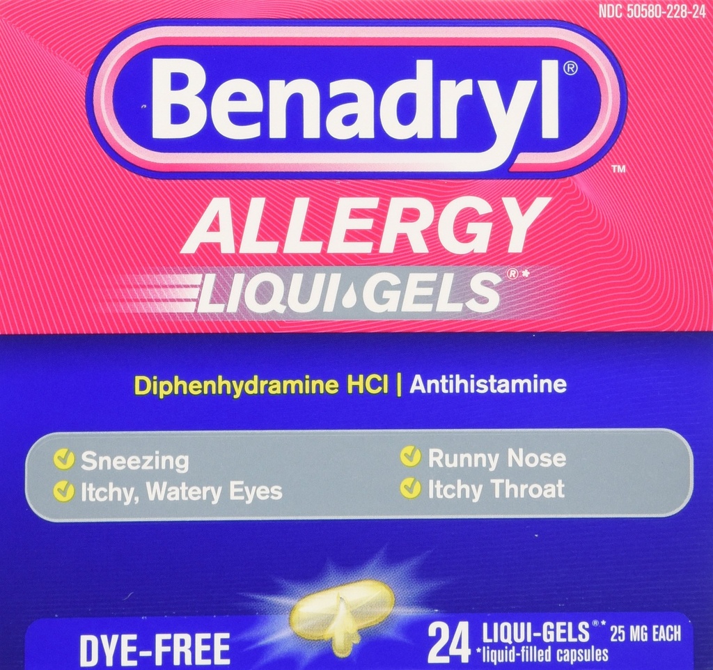 Benadryl Dye-Free Allergy Reliefs, 24-Count Liqui-gels (Pack of 4)