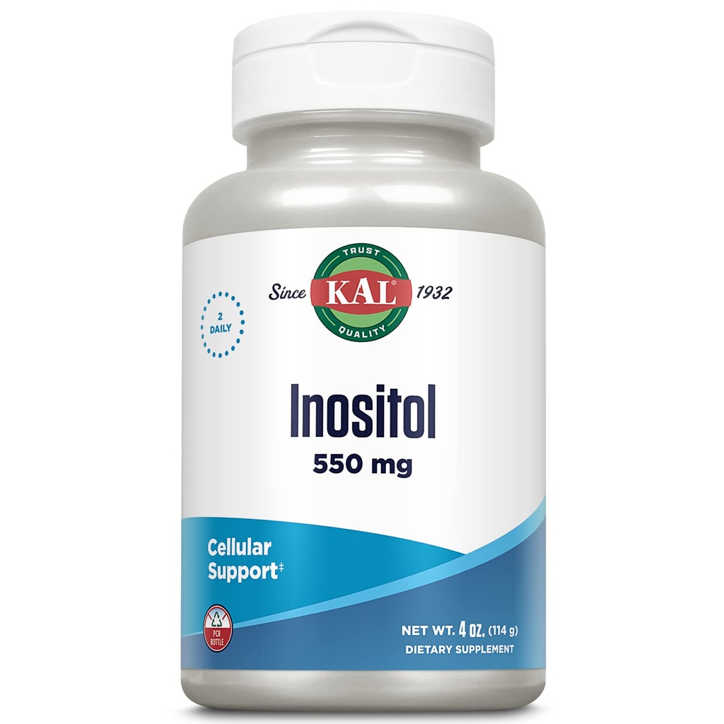 KAL Inositol Powder 550mg, Brain Health, Nervous System & Mood Support Supplement, Cellular Health Support, Enhanced Absorption Formula, Easy to Mix, Approx. 207 Servings, 4oz
