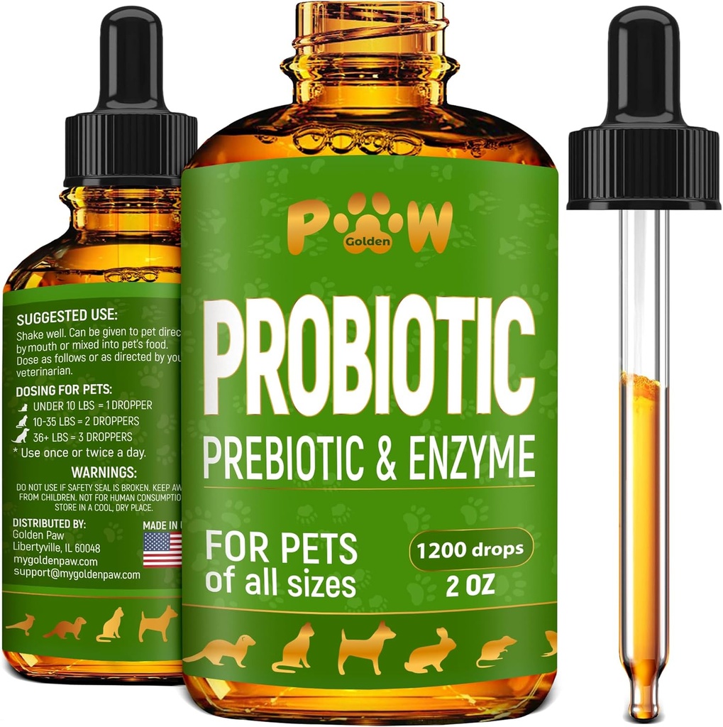 Tüm Çağların Köpekler ve Kedileri için Sıvı Probiyotikler | Dog Probiyotikler Digestion Balance | biyotik Mix for Harmonious Food Abors | 3 Milyar CFU | Herbal Flavor | 2 Oz