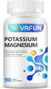 Potasiu Magneziu Supliment cu zinc de calciu 1185mg, Formula de mare potenta pentru cramps picior, Bone & Muscle Health, Non-GMO, Gluten gratuit, Vegan, 90 capsule