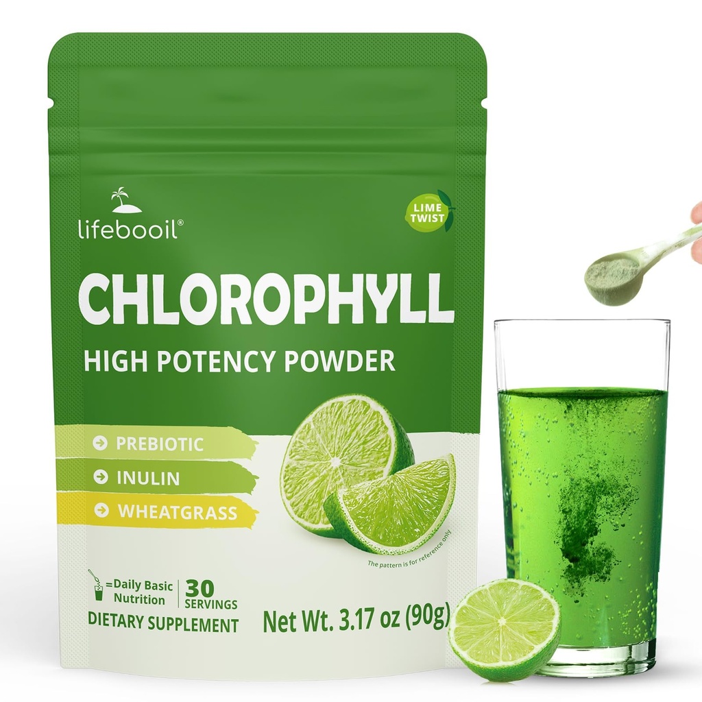 Chlorophyll Powder, 120mg Clorofila for Drinking – Supports Alkalization, Gut Health & Clean Energy – 30 Servings, (Lime Twist)