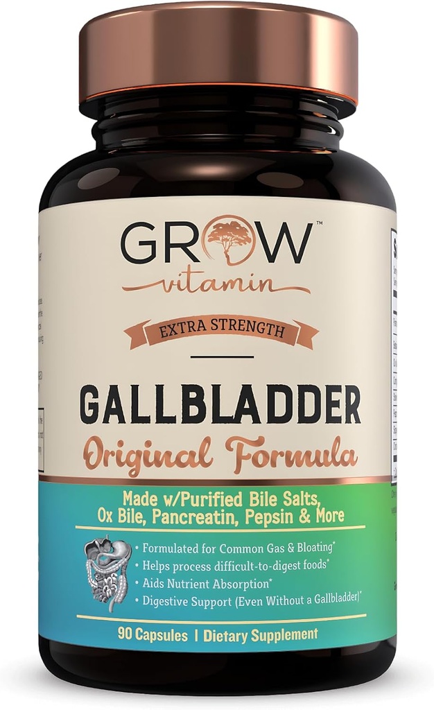 te groeien vitamine originele galblaas formule, Made w/Purified Bile Salts & Ox Bile Digestive Enzymes - Inclusief zorgvuldig geselecteerde spijsvertering kruiden - 90 capsules