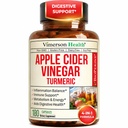 Organic Apple Cider Vinegar Capsules – Turmeric and Apple Cider Vinegar, Ginger Root + Bioperine for Max Absorption – Aids Metabolism, Energy & Inflammation Balance – Tumeric ACV Capsules - 180 Count
