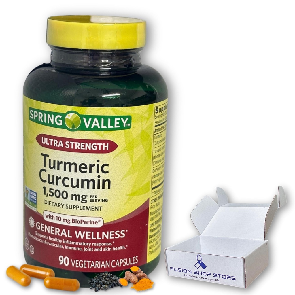Turmeric Curcumin 1500mg with Black Pepper Capsules, 90ct (Pack of 1), Boxed By Fusion Shop Store