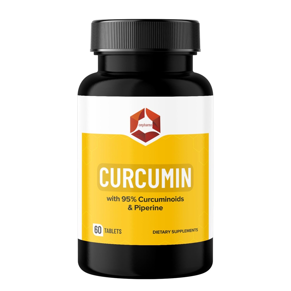 Curcumin Tablets with 95% Curcuminoids & Piperine | Turmeric Extract with Black Pepper | Natural Herbal Supplement | Non-GMO | 60 Tablets