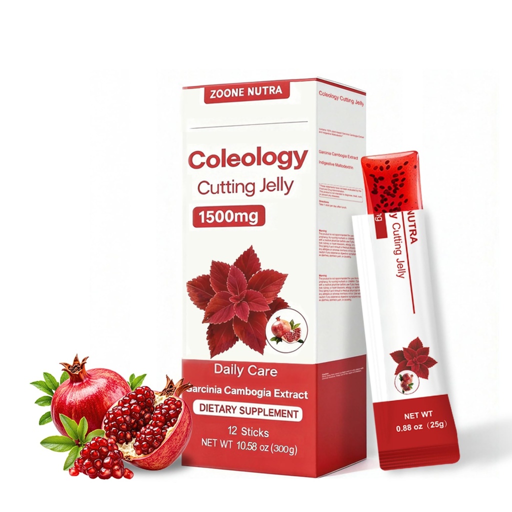 Zoone Nutra Coleology Cutting Jelly – Korean Jelly Stick for Weight Management, Helps Control Appetite & Supports Metabolism with Garcinia Cambogia HCA, Chia Seeds & Pomegranate Flavor – 12 Sticks